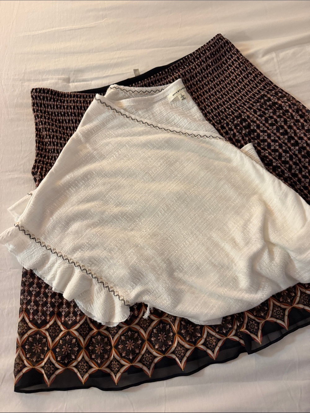 Max Studio Brown Patterned Smocked Circle Skirt - Picture 3 of 3